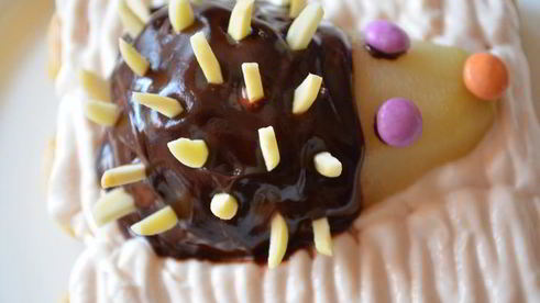 груши в шоколаде с миндалем ежики