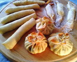 Хрустяшки из теста брик мешочки, конфеты, сигары