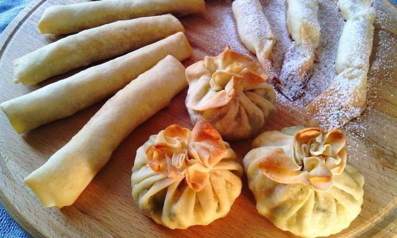 Рецепт хрустяшек из теста брик мешочки, конфеты, сигары