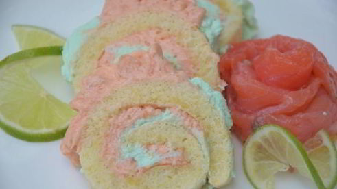 бисквитный рулет с лососевым кремом