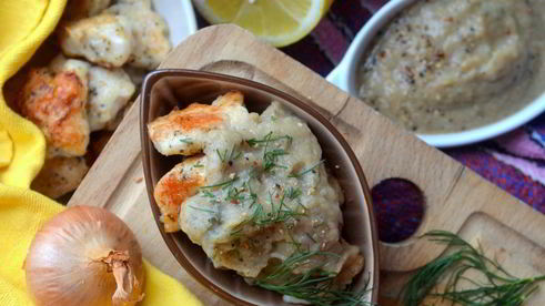 курица по-китайски с грибным кремом