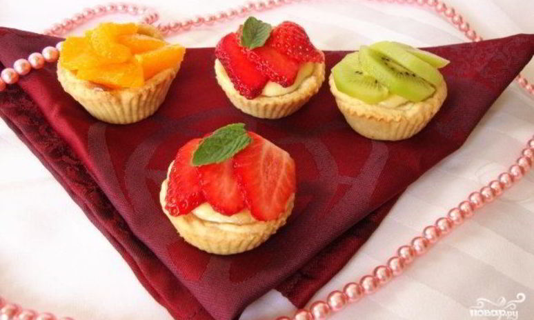 Рецепт песочных корзиночек с творожным кремом