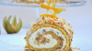 Тыквенный рулет со сливочным кремом и карамельными яблочками