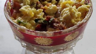 Веррин с креветками под кремом с желтым перцем