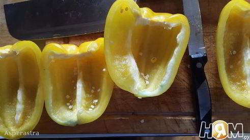 веррин с креветками под кремом с желтым перцем