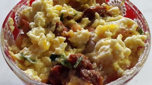 веррин с креветками под кремом с желтым перцем