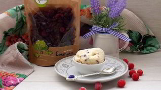 Кокосовое мороженое с клюквой