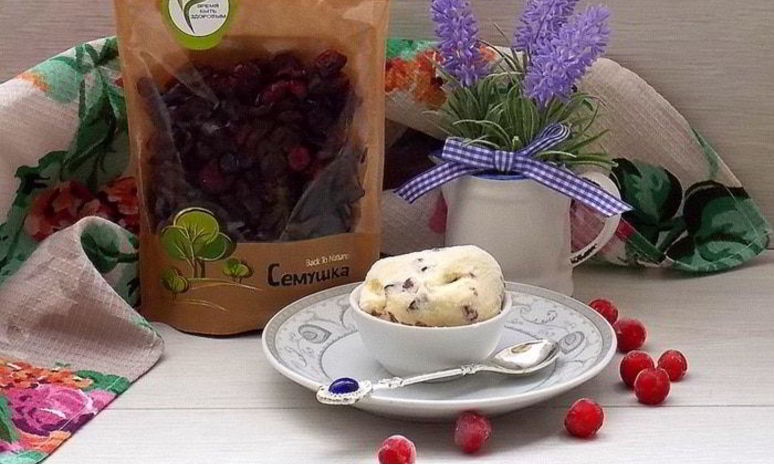 Рецепт кокосового мороженого с клюквой