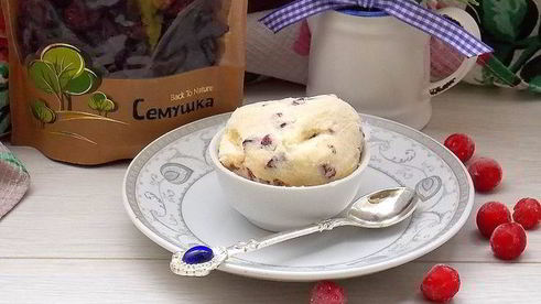 кокосовое мороженое с клюквой