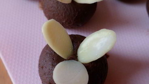 мангово-черничное мороженое с конфетами рафаэлло с шоколадными шариками