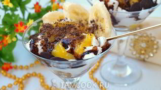 Мороженое с лимонным курдом, шоколадом и бананом