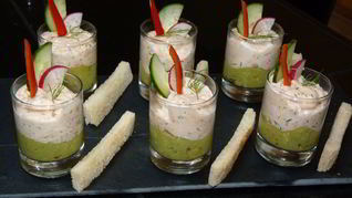 Рыбный мусс с кремом из авокадо