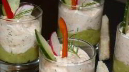 рыбный мусс с кремом из авокадо