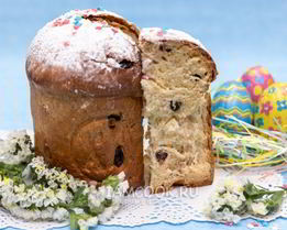 Пасхальный кулич с изюмом и орехами