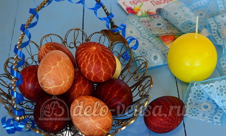 Рецепт пасхальных яиц в сетку