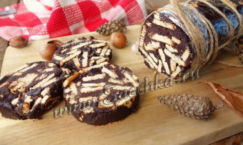 Рецепт шоколадной колбаски из печенья