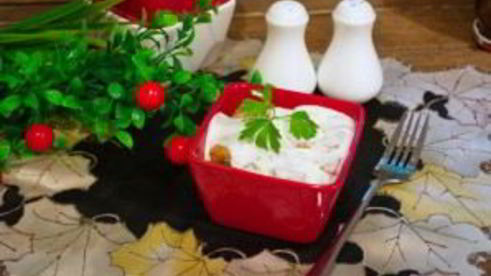 кабачковое суфле с индейкой под грибным соусом