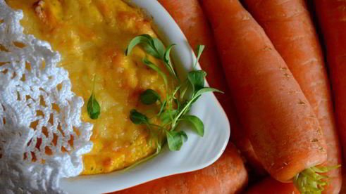 морковно-творожное суфле с молодой рукколой