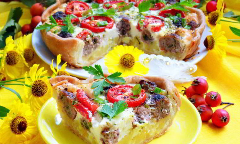 Рецепт киша с фрикадельками