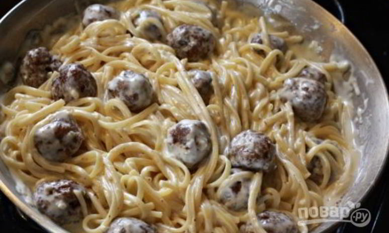 Рецепт макарон с фрикадельками