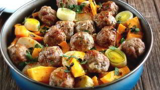 Сливочная тыква с фрикадельками