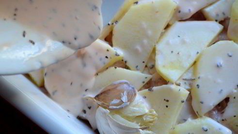 картофель с курицей и адыгейским сыром