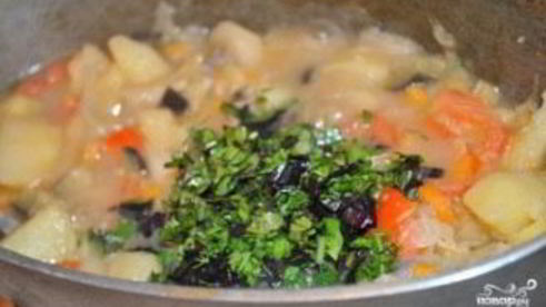 картофель с мясом и овощами