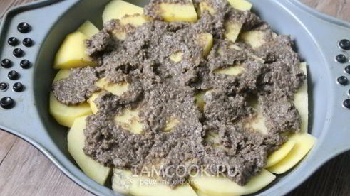 картошка с грибным фаршем в духовке