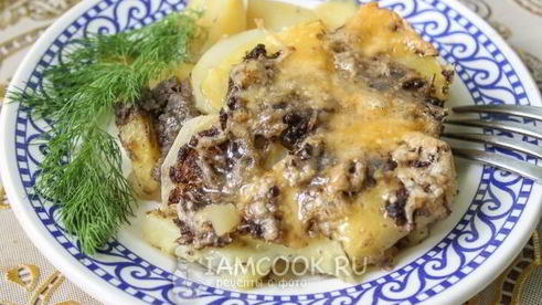 картошка с грибным фаршем в духовке