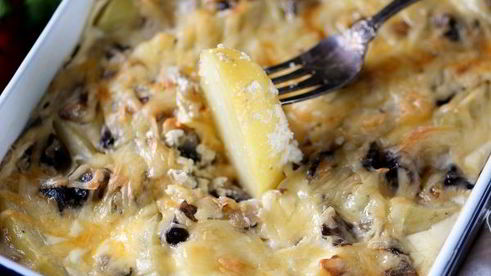 картошка в сметане с сыром в духовке