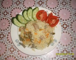 Рис с мясом и овощами в мультиварке