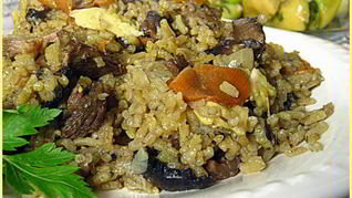 Рис Жасмин с лесными шампиньонами и говядиной