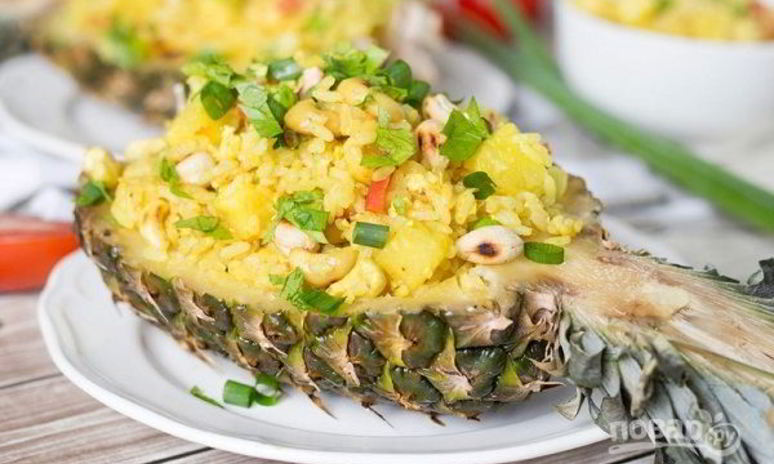 Рецепт тайского риса с курицей и ананасом