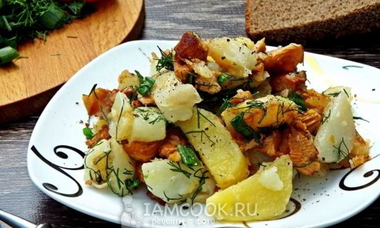 Рецепт жареной картошки с замороженными грибами