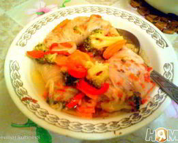 Голубцы из пекинской капусты на овощной подушке