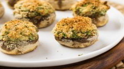 грибы, фаршированные сыром, в духовке