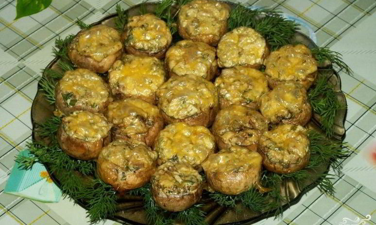 Рецепт грибов, запеченных под сыром