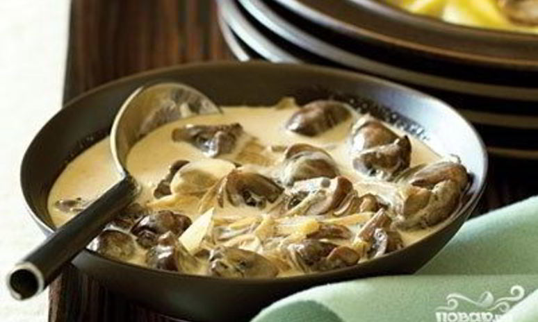 Рецепт опят жареных со сметаной