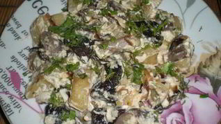 Подберезовики, жареные со сметаной