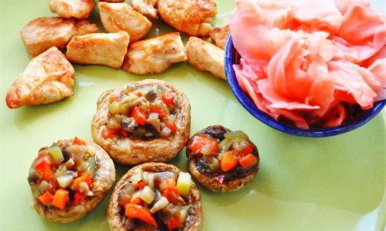 Рецепт шампиньонов, фаршированных овощами