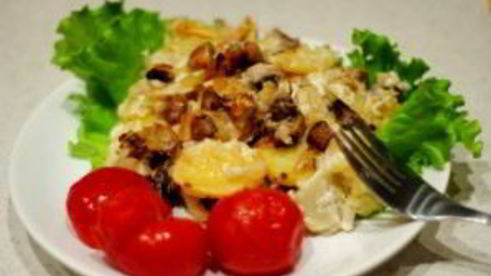 шампиньоны с картошкой в сметане