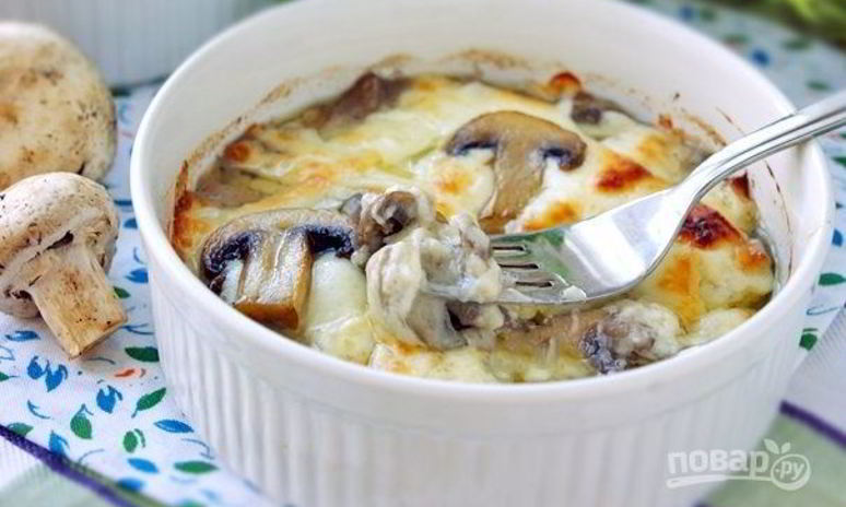 Рецепт шампиньонов в соусе бешамели