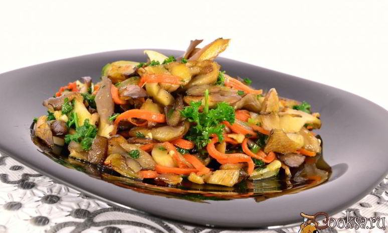 Рецепт вешенок жареных с морковью и чесноком