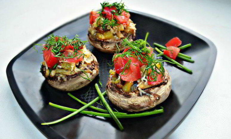 Рецепт запеченных фаршированных шампиньонов