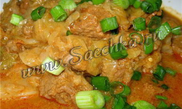 Рецепт капусты с гуляшем в скороварке