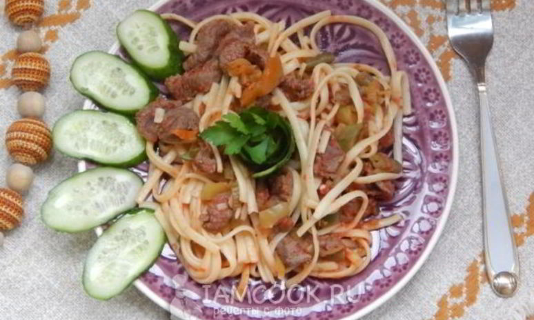 Рецепт лапши с говядиной
