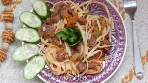 лапша с говядиной