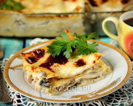 Лазанья с фаршем и грибами