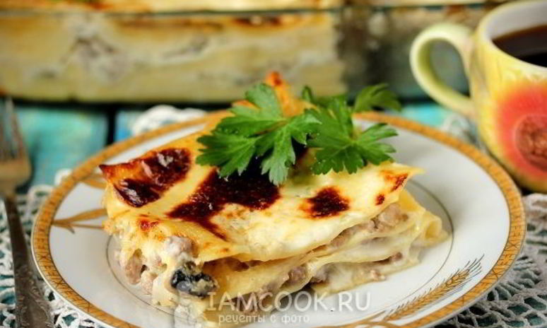 Рецепт лазаний с фаршем и грибами