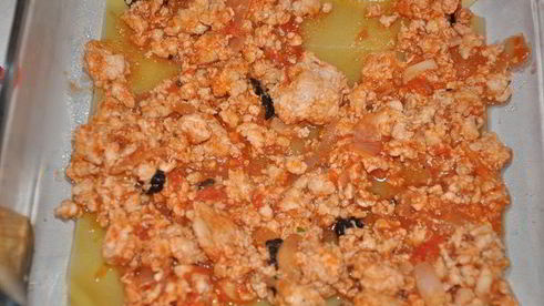 лазанья с кабачками и помидорами с сыром джюгас